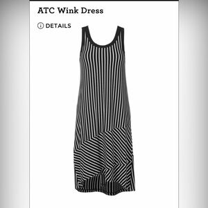CAbi ATC Wink Black and White Asymmetrical Striped Dress